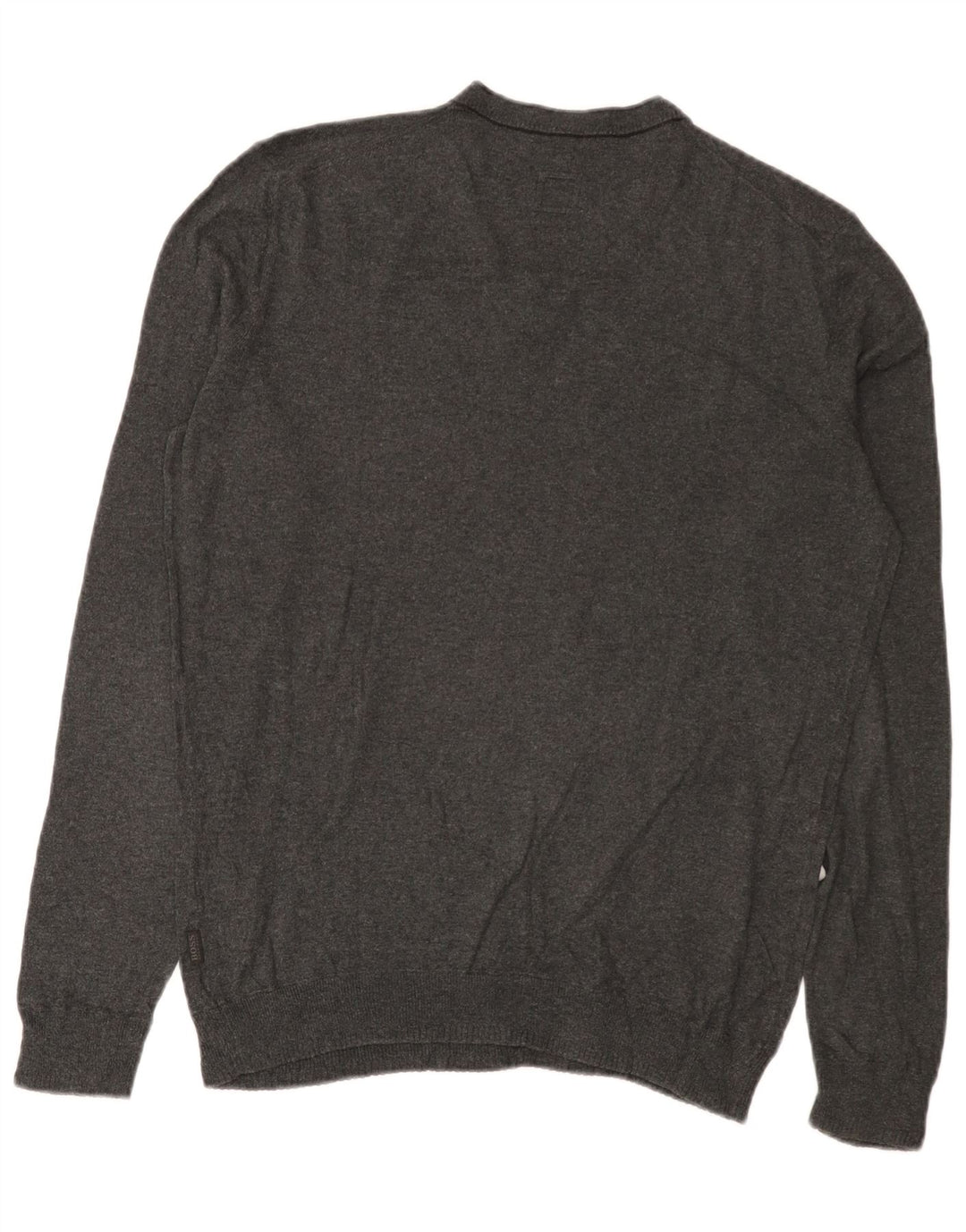 Hugo Boss Herren-Slim-Fit-Pullover mit V-Ausschnitt aus mittelgrauer Baumwolle