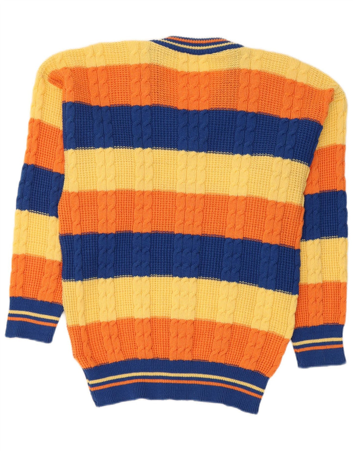 Vintage Herren V-Ausschnitt Pullover Pullover Medium Mehrfarbig gestreift
