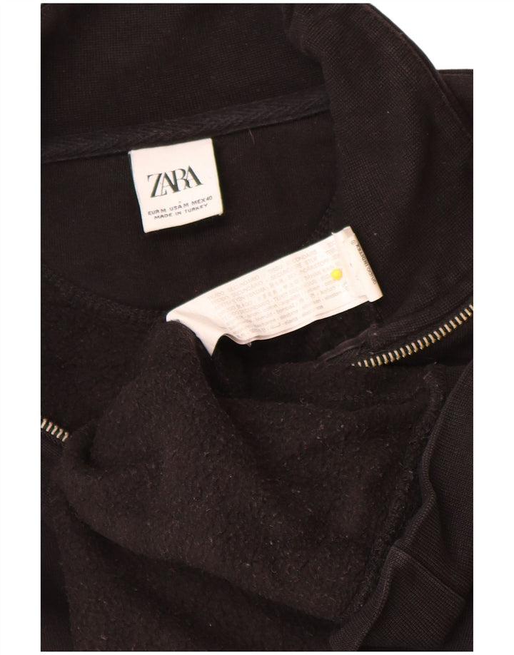 Zara Herren-Sweatshirt mit Reißverschluss am Hals, mittlere schwarze Baumwolle