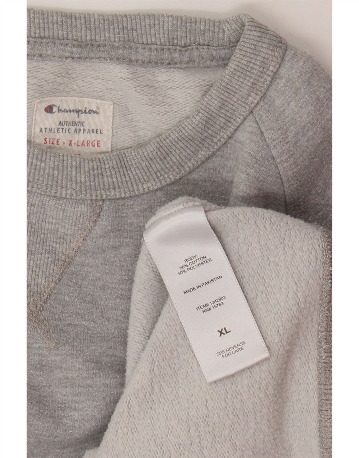 Champion Herren Grafik-Sweatshirt-Pullover XL aus grauer Baumwolle