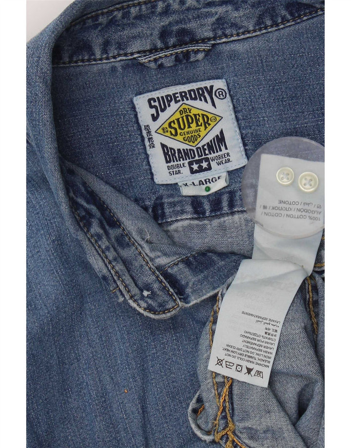 Superdry Herren-Jeanshemd XL aus blauer Baumwolle
