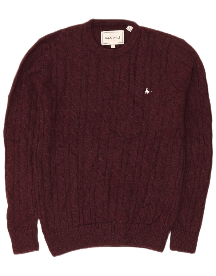 Jack Wills Herren-Pullover mit Rundhalsausschnitt, Größe S, kastanienbraunes Polyamid