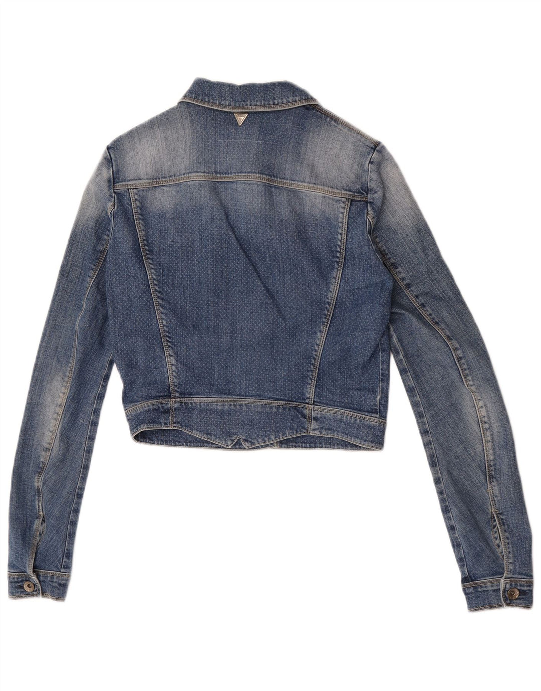 Guess Damen Crop Denim Jacke UK 6 XS Blaue Baumwolle