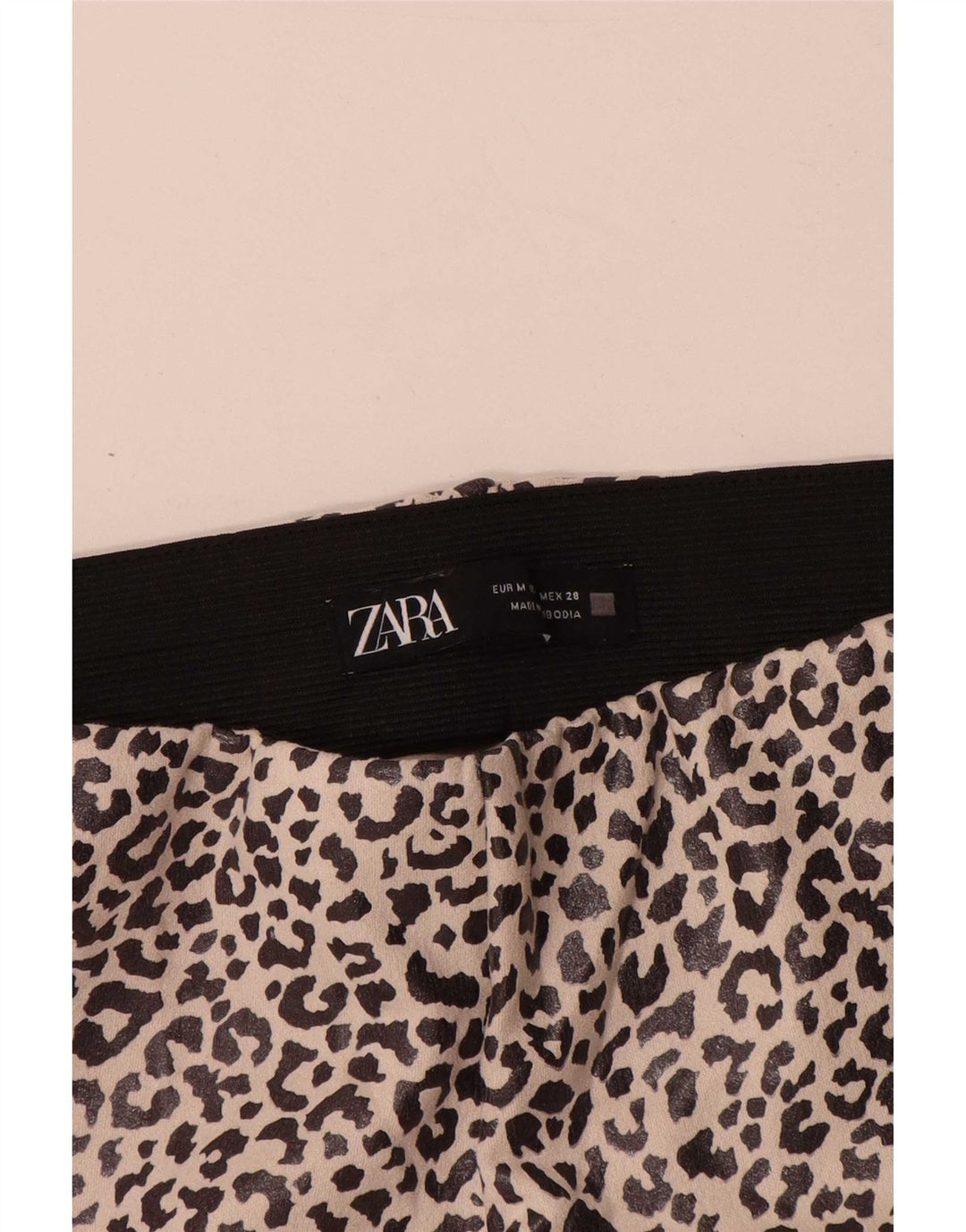 Zara Damen-Leggings UK 12 Mittelbeigefarbenes Polyester mit Tiermuster