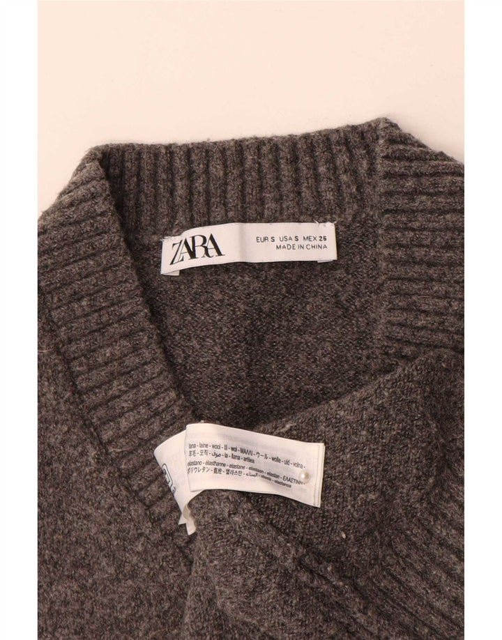 Zara Damen Crop Vest Tank Top UK 10 Small Graue Wolle