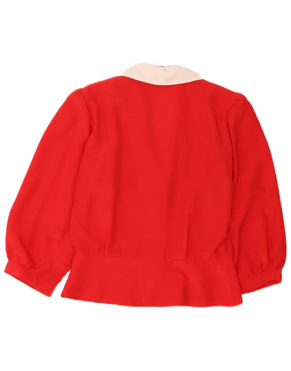 Libra Damen-Hemdbluse mit 3/4-Ärmeln, UK 10, Größe S, Rot, Colourblock-Polyester
