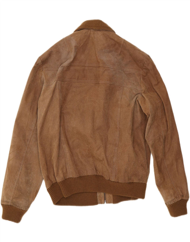 Reward Herren-Bomberjacke aus Wildleder, Größe 40, großes braunes Leder