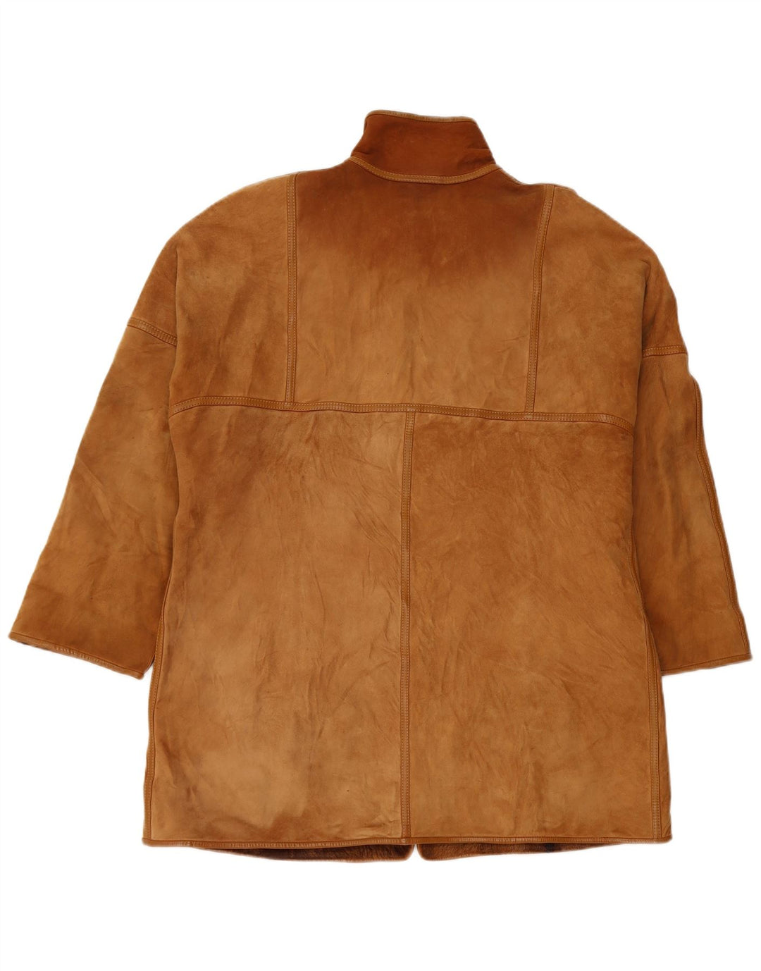 Vintage Damen Übergroße Lammfelljacke IT 46 Großes braunes Leder