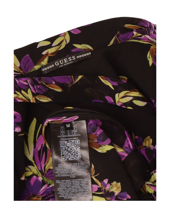Guess Damen-Blusenoberteil mit Fledermausärmeln, Größe S, Schwarz, Blumenmuster, Polyester