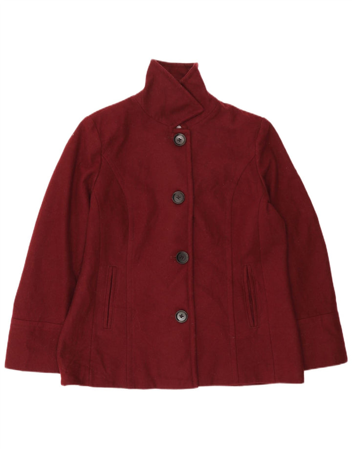 Nautica Damen 4-Knopf-Blazerjacke UK 16 Große burgunderrote Wolle
