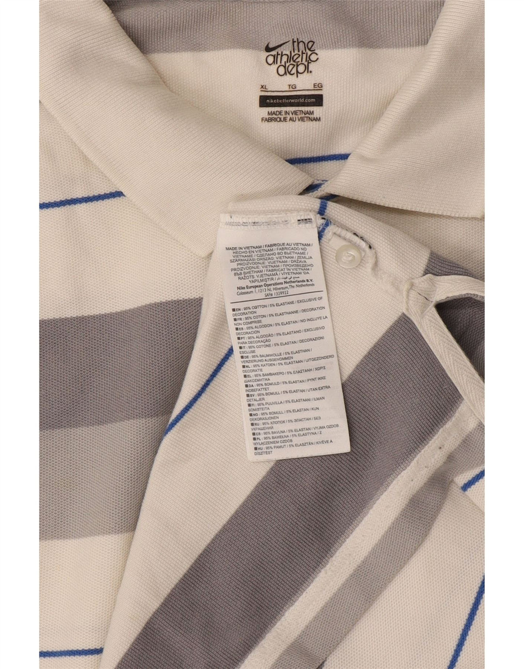 Nike Herren Poloshirt XL grau gestreift aus Baumwolle
