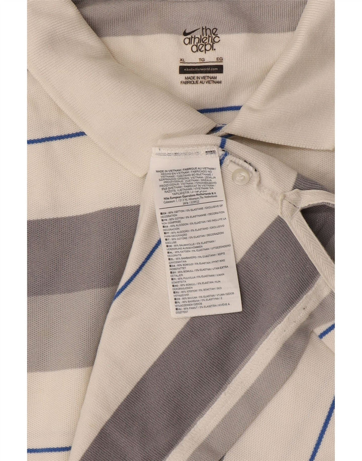 Nike Herren Poloshirt XL grau gestreift aus Baumwolle