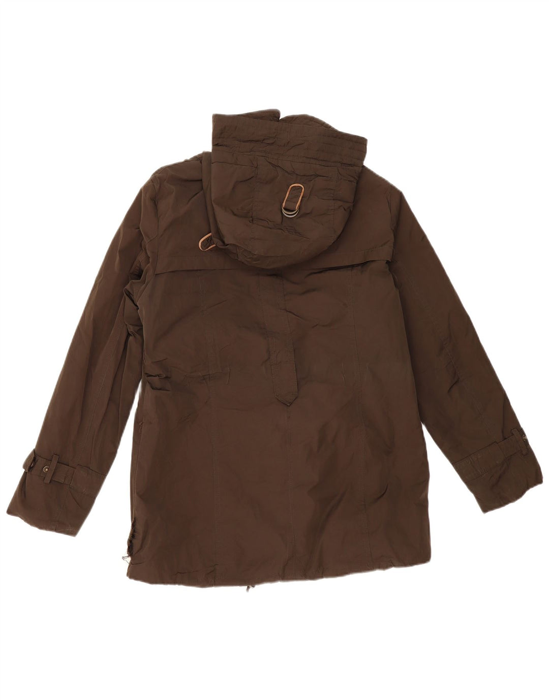 MASSIMO DUTTI Damen-Windbreakerjacke mit Kapuze, UK 14, mittlere Khaki-Baumwolle