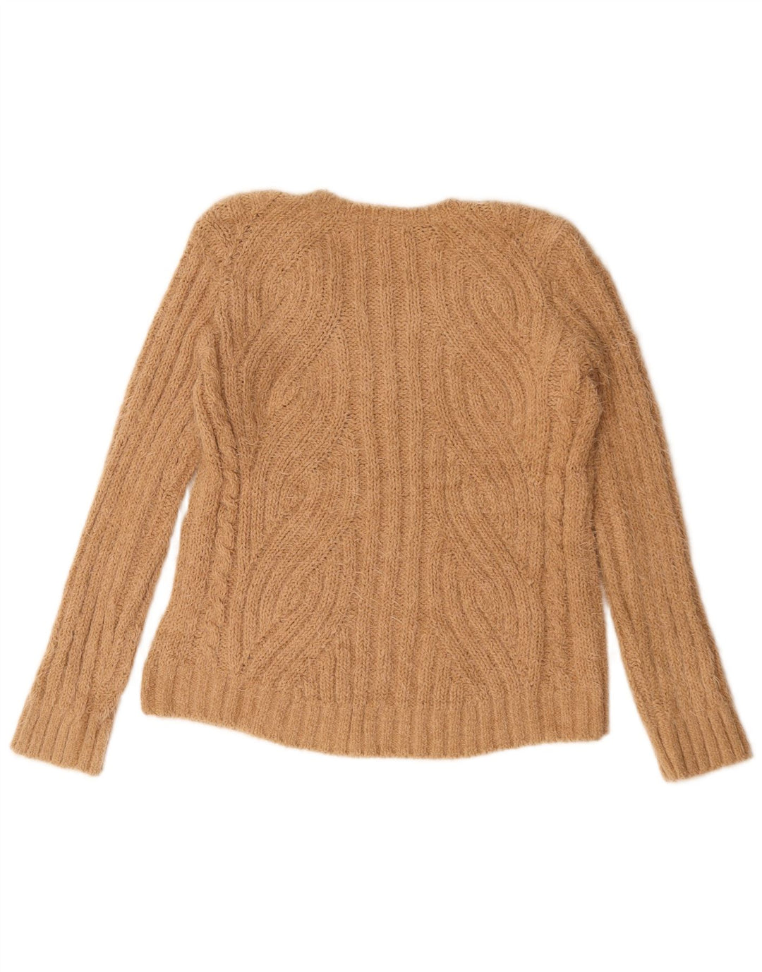 Marks & Spencer Damen-Pullover mit V-Ausschnitt, UK 14, mittelbeigefarbenes Polyester