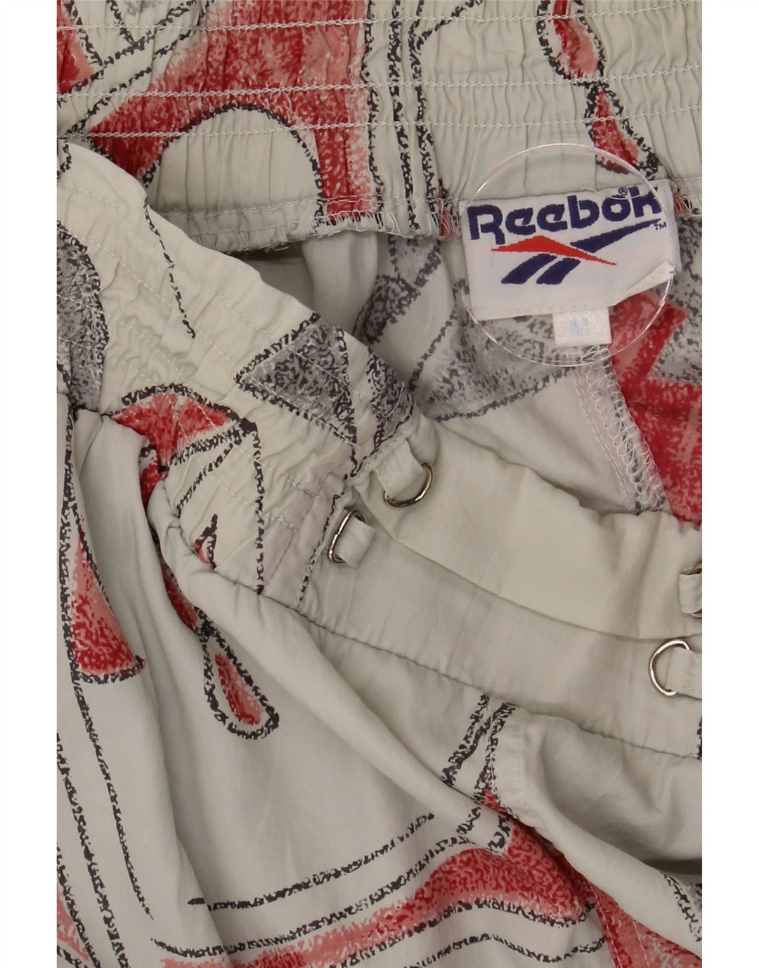 REEBOK Womens Abstract Pattern Casual Shorts  Medium W30  Grey Polyamide Vintage Reebok and Second-Hand Reebok from Messina Hembry 