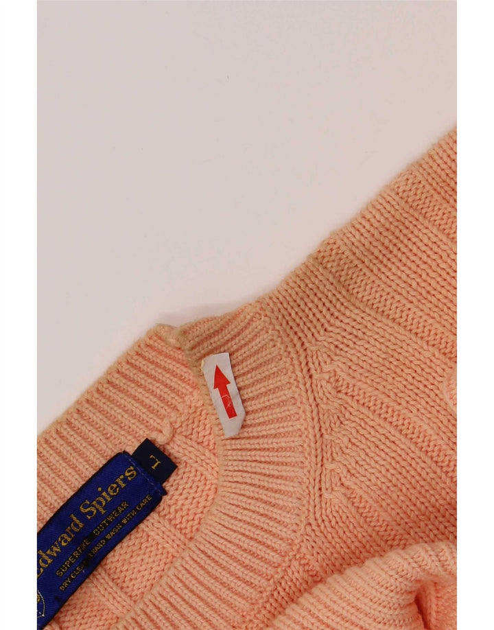Edward Spiers Herren-Pullover mit Rundhalsausschnitt, Größe L, Orange, Baumwolle