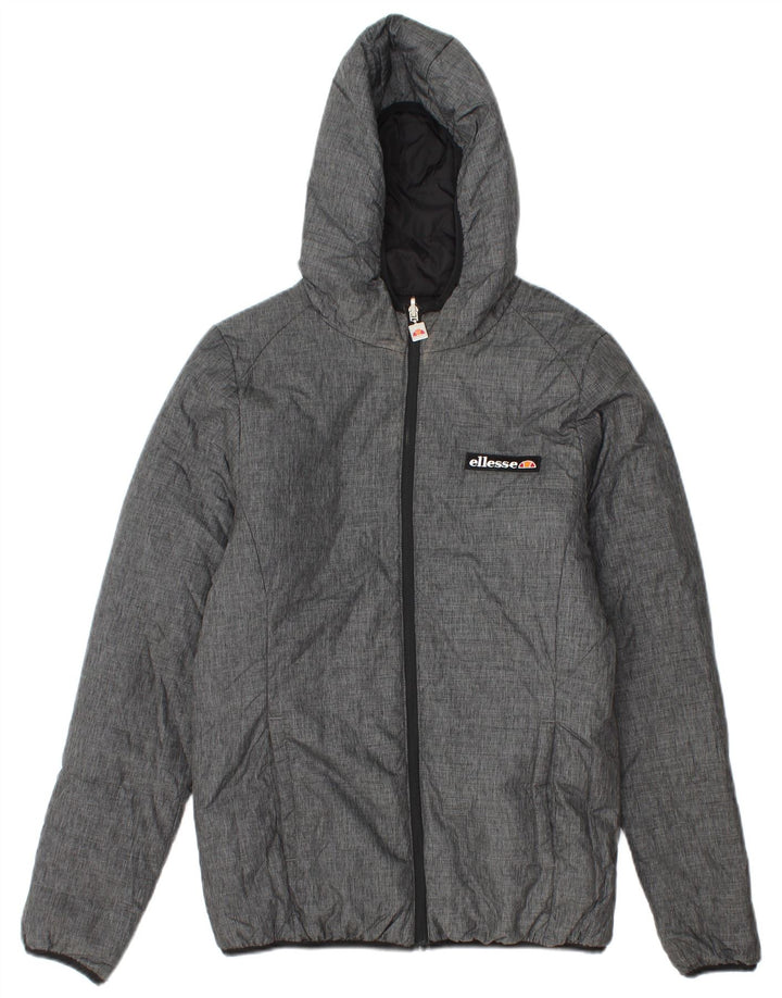 Ellesse Damen Übergroße, wendbare, wattierte Jacke mit Kapuze, UK 10, Größe S, Grau