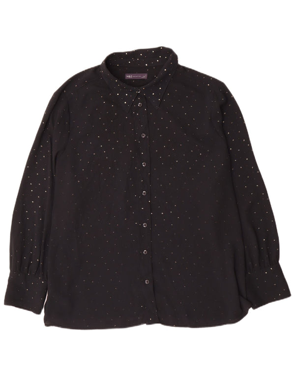 Marks & Spencer Damen-Hemdbluse, UK 24 4XL, schwarz gepunktetes Polyester