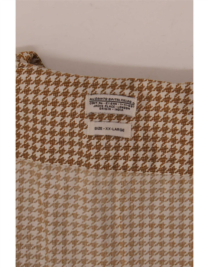 All Saints Herren Flanellhemd 2XL Beige Hahnentritt