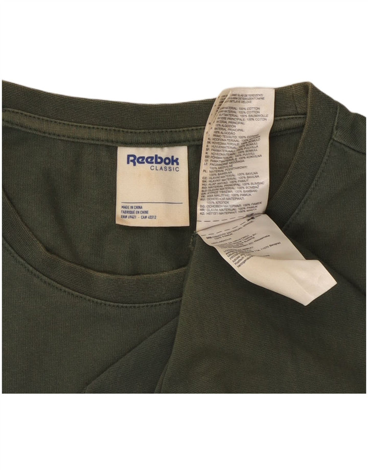 REEBOK Herren T-Shirt mit klassischer Grafik, Größe S, Grün, Baumwolle