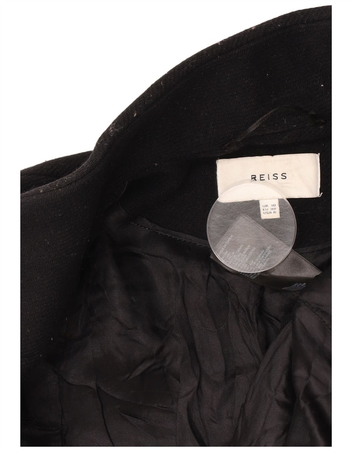 Reiss Damenmantel UK 10 Small Schwarze Wolle