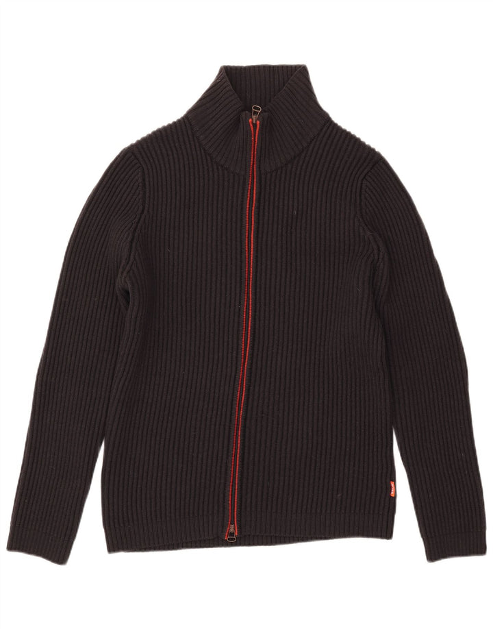 Hugo Boss Herren-Cardigan-Pullover XL aus schwarzer Wolle