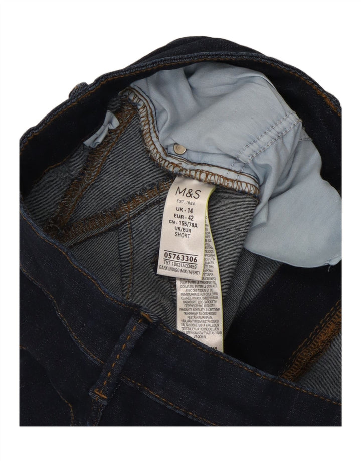 Marks & Spencer Damen kurze Bootcut-Jeans UK 14 Medium W30 L28 Blaue Baumwolle