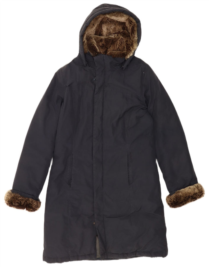 Woolrich Wattierter Herrenmantel mit Kapuze, UK 38, mittelmarineblaue Baumwolle