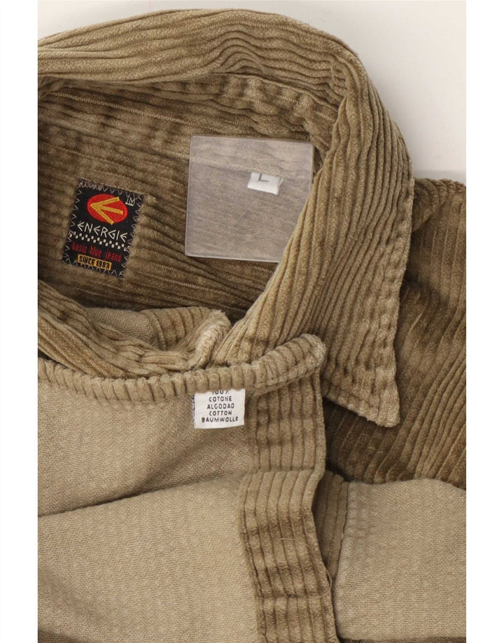 Energie Herren-Cordhemd, groß, Khaki, Baumwolle