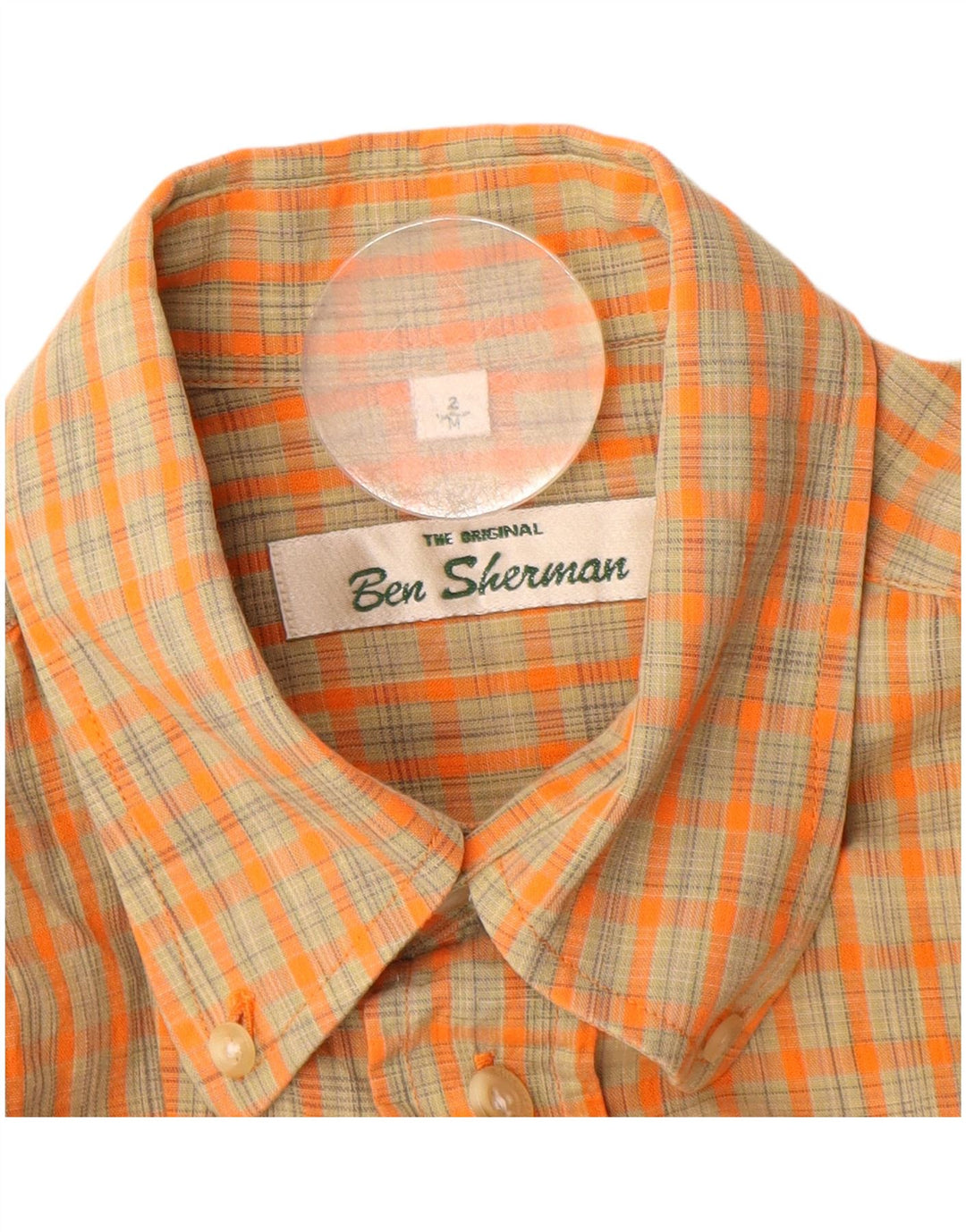 BEN SHERMAN Herren-Kurzarmhemd Mittelorange kariert