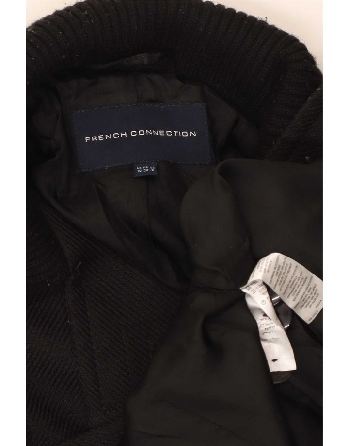 French Connection Zweireihiger Damenmantel UK 10 Small Schwarz Polyester