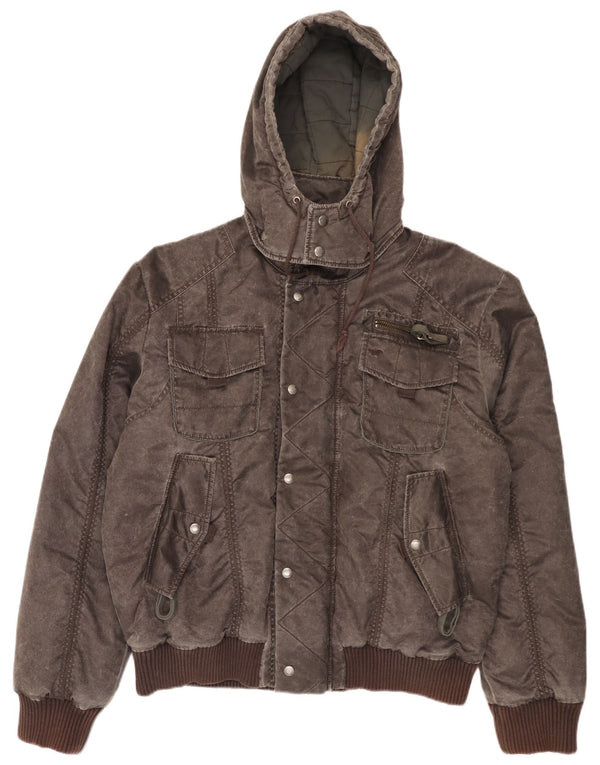 Mustang Herren-Bomberjacke mit Kapuze, UK 42, XL, braun, Polyamid