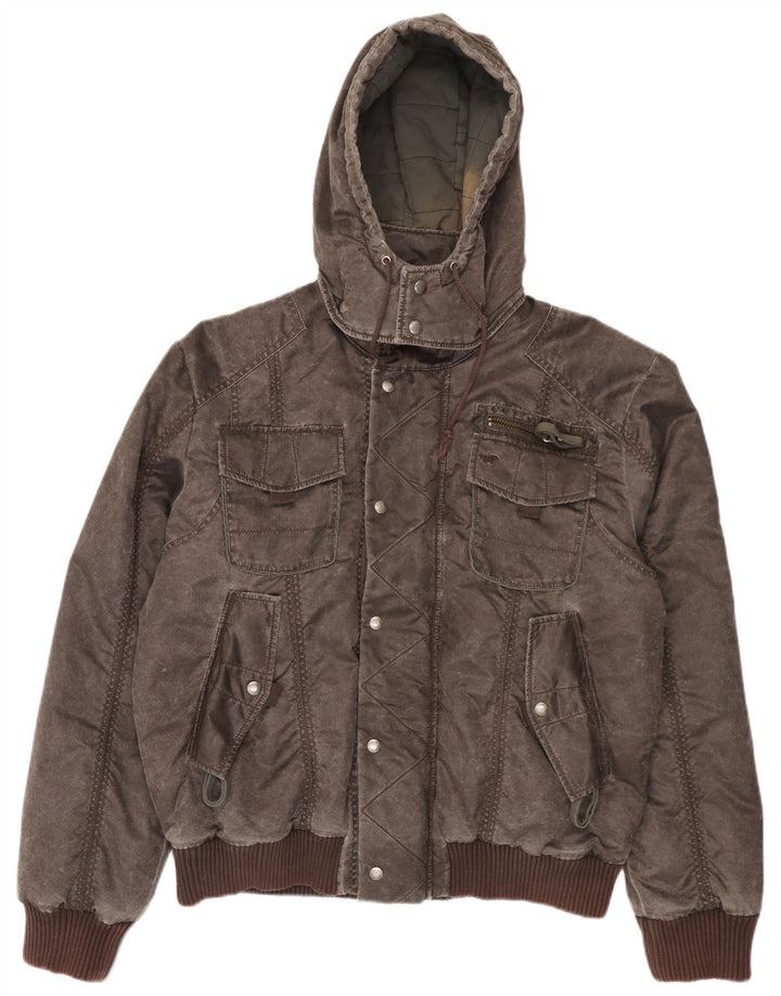 Mustang Herren-Bomberjacke mit Kapuze, UK 42, XL, braun, Polyamid