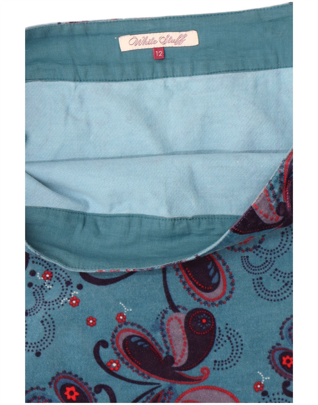 White Stuff Gerader Damenrock UK 12 Medium W32 Blau Paisley