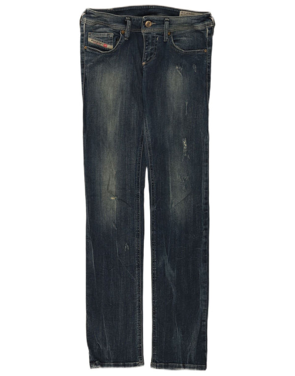 Diesel Damen Lowky Distressed Slim Straight Jeans W27 L32 Blaue Baumwolle