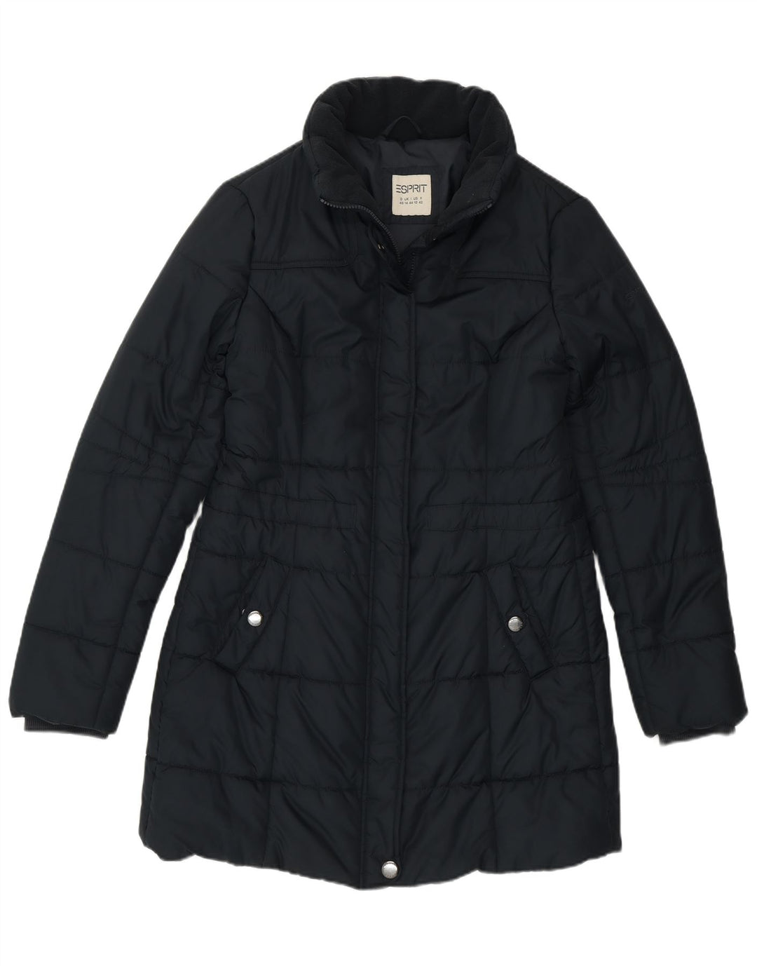 Esprit Damen Wattierter Mantel UK 14 Large Marineblau Polyester