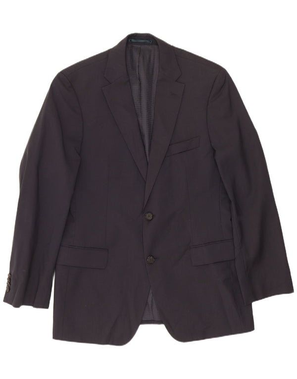 Hugo Boss Herren-Blazer mit 2 Knöpfen, EU 48, mittelmarineblaue Schurwolle