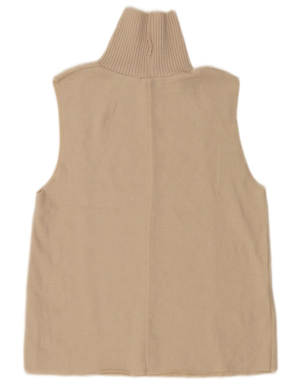Zara Damen Weste Tank Top UK 14 Medium Beige Polyester