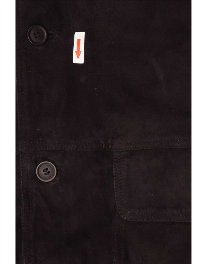 Vintage Herren Wildleder Bomberjacke IT 56 3XL Schwarzes Leder