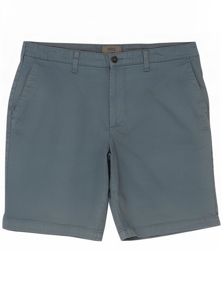 Marks & Spencer Herren Chinoshorts W36 Large Blau Baumwolle