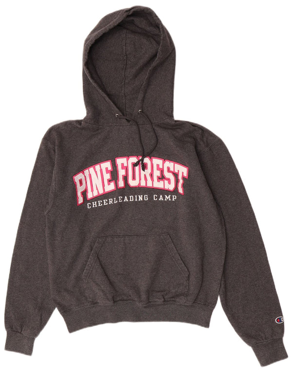 Champion Womens Graphic Oversized Hoodie Pullover UK 10 Small Graue Baumwolle