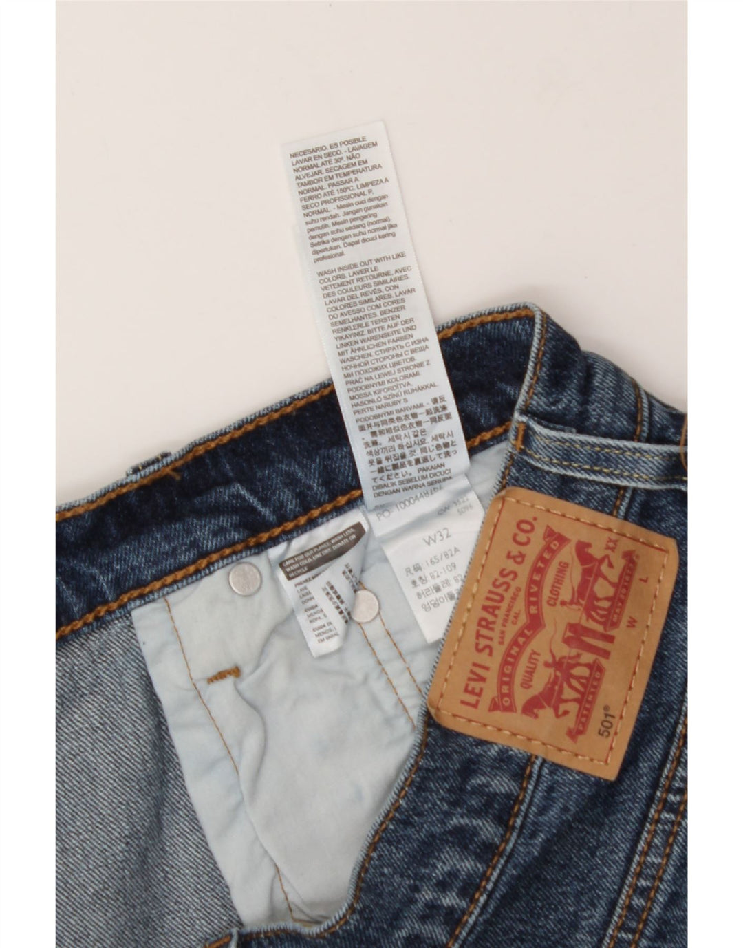 LEVI'S Womens 501 Distressed Denim Shorts W32 Large Blue Cotton Vintage Levi's and Second-Hand Levi's from Messina Hembry 