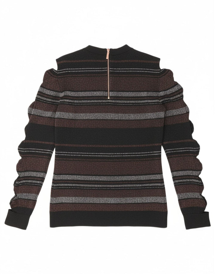 TED BAKER Womens Crew Neck Jumper Sweater Size 3 Medium Black Designer