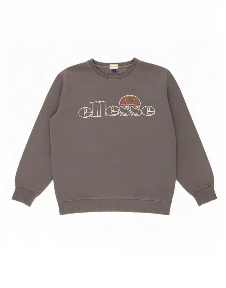 Ellesse Herren-Sweatshirt mit Grafik, groß, graue Baumwolle