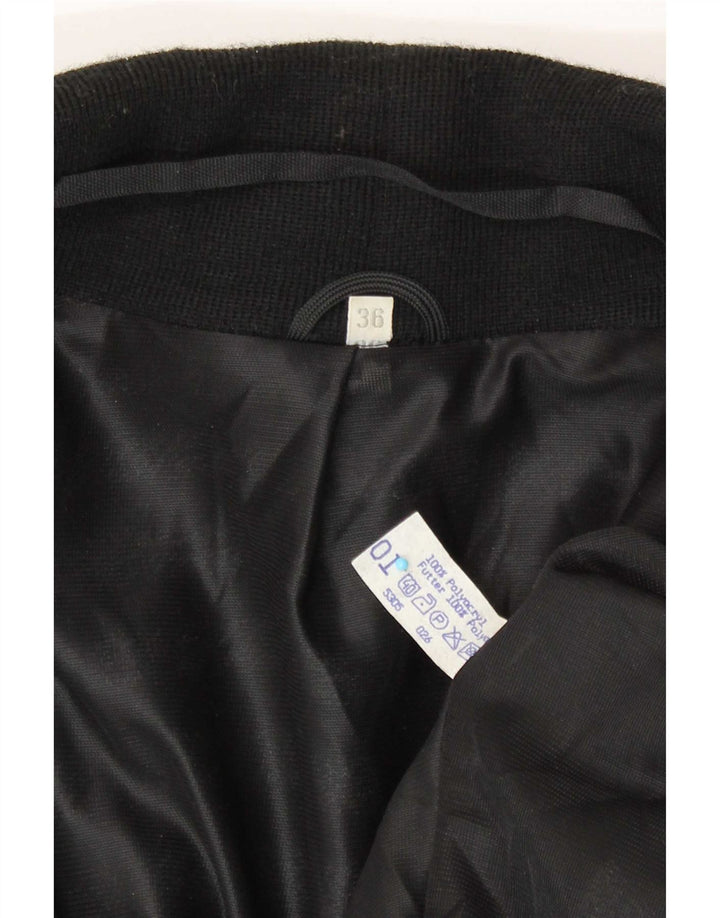 Vintage Damen offene übergroße Blazerjacke EU 36 klein grau gestreift