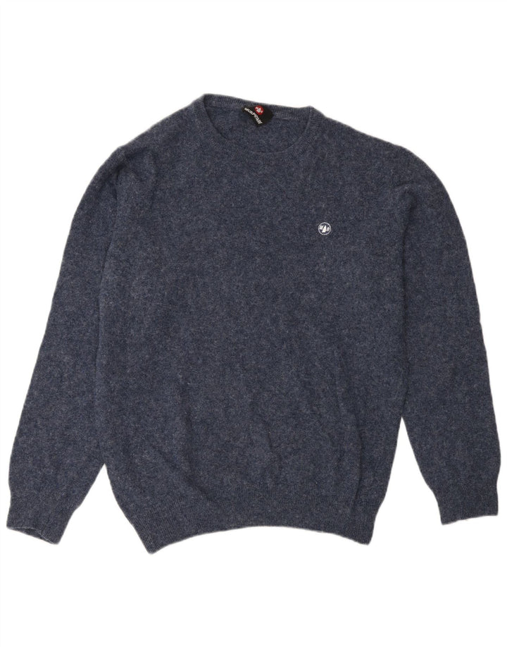 Murphy & Nye Herren-Pullover mit Rundhalsausschnitt, mittelmarineblau gesprenkelte Wolle