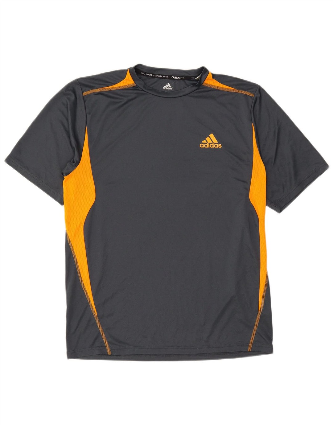 Adidas Herren Climalite T-Shirt Top Mittelgraues Colourblock-Polyester