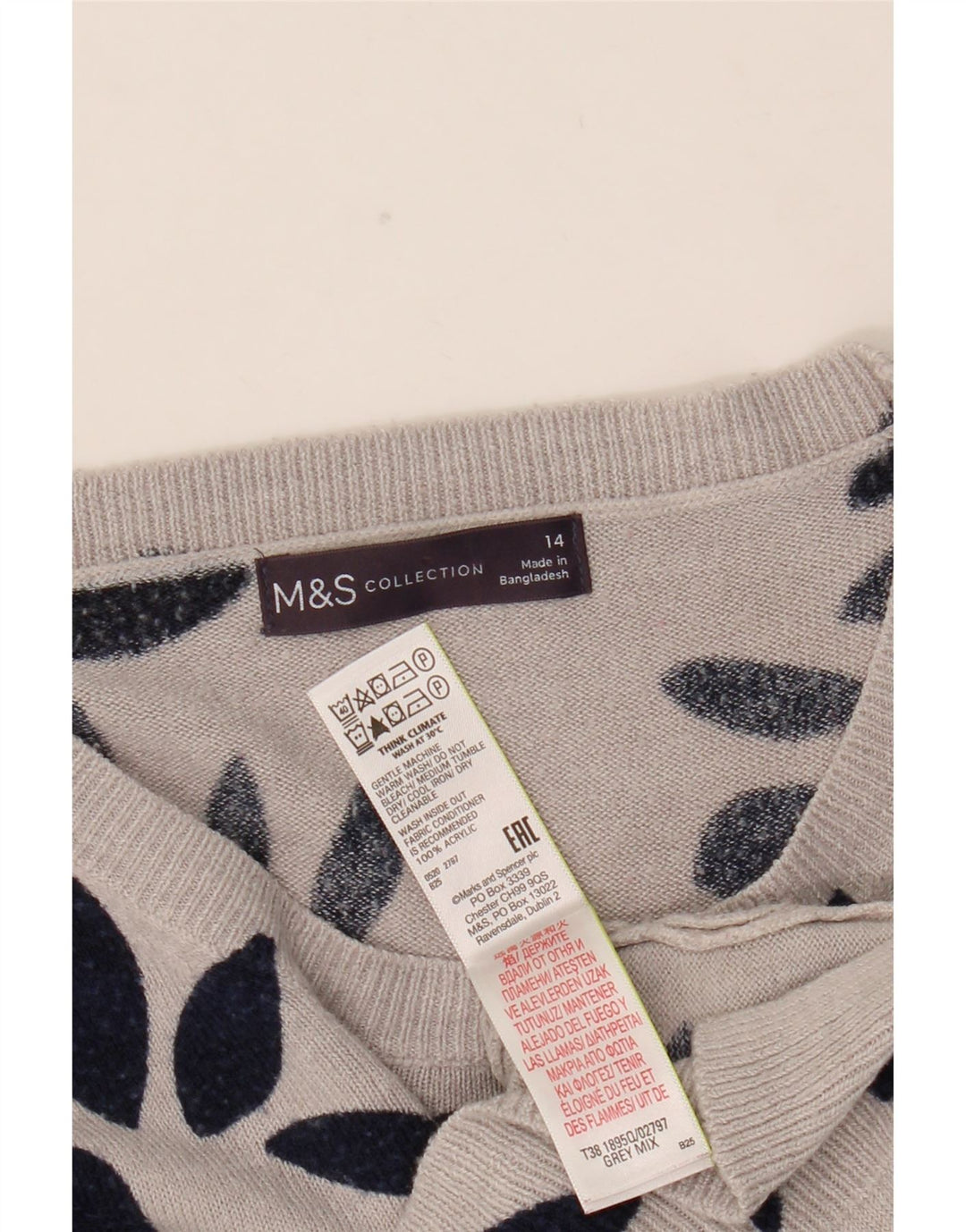 Marks & Spencer Damen-Pullover mit U-Boot-Ausschnitt, Gr. 14, Grau