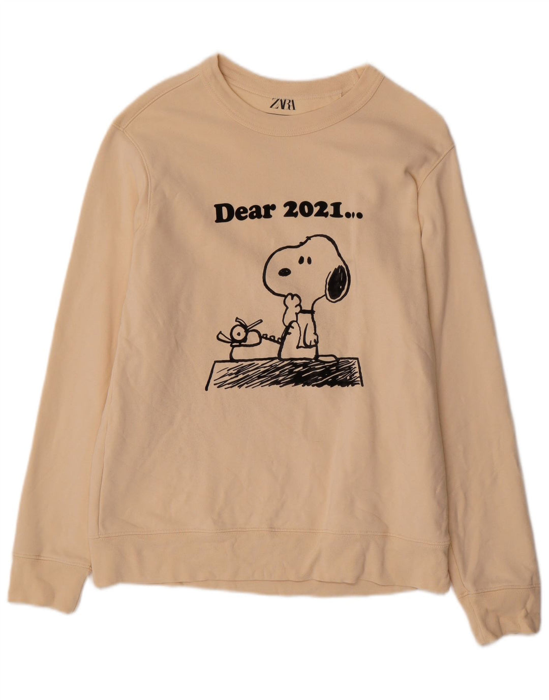 Zara Herren Peanuts Graphic Sweatshirt Pullover Mittelbeige Baumwolle