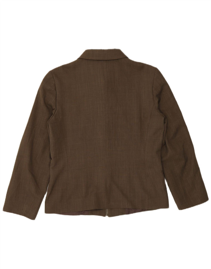 Zara Damen-Blazerjacke mit durchgehendem Reißverschluss, EU 40, Mittelkhaki, Polyester